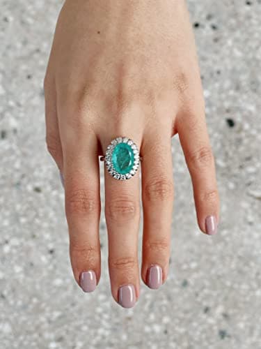 Michooyel S925 6ct Paraiba Oval Cut Promise Ring for Women