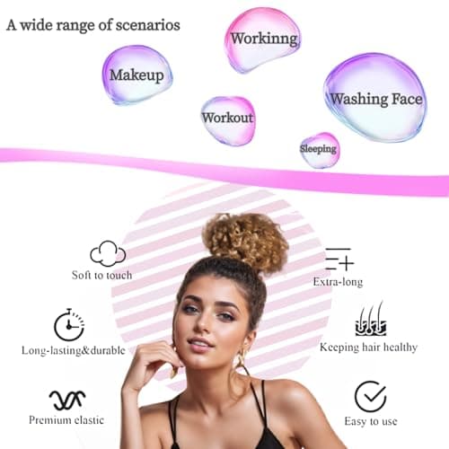 3Pcs Extra Length Black Silk Scrunchies, No-Slip Ponytail Holders for Women