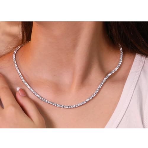 LGYIC White/Yellow Gold Plated 3MM Simulate Diamond Tennis Necklace