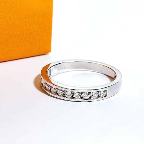 AimiIee D Color VVS1 Moissanite Eternity Ring 925 Silver for Women