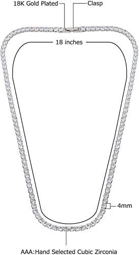 Savlano 18K Gold Plated CZ Round 4MM Classic Tennis Necklace, 18 Incheslseware