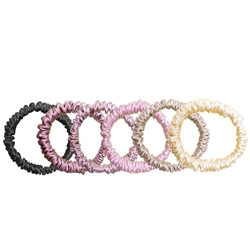 Chloven 6 Pack Mulberry Silk Scrunchies - 100% Pure Silk Hair Ties for Women
