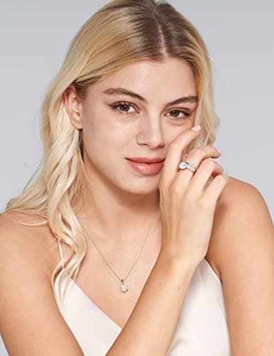 IMOLOVE Solitaire Moissanite Engagement Ring, 1CT D Color VVS1, 925 Sterling Silver & 18K White Gold Plated