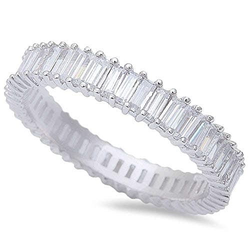 Blue Apple Co. Invisible Clear CZ Stackable Wedding Engagement Band Ring
