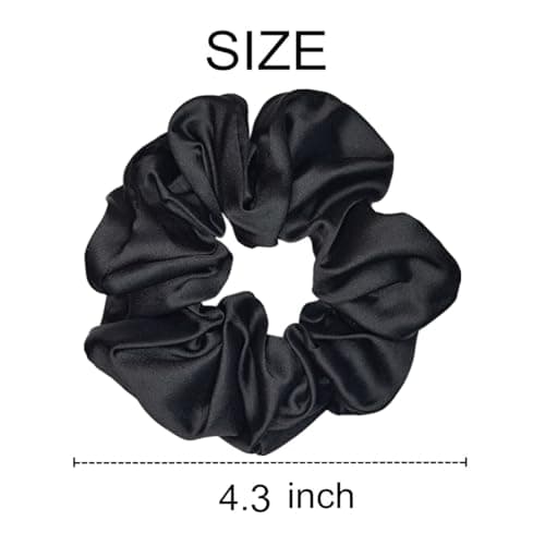 12pcs Black Satin Silk Scrunchies for Women & Girls