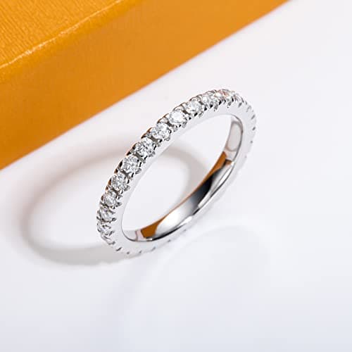 AimiIee 1cttw D Color VVS1 Moissanite Eternity Ring in 925 Silver with Certificate