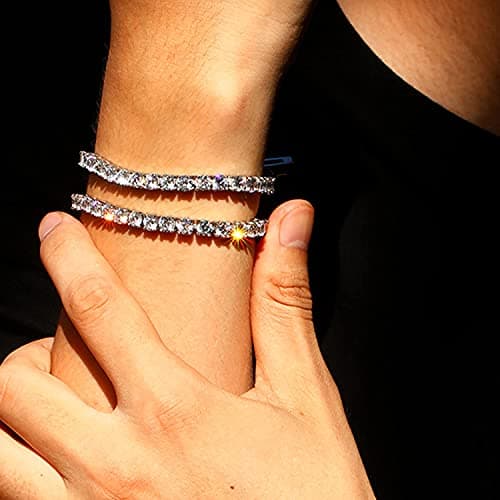 Hip Hop 1 Row Iced Out Tennis Chain Stainless Steel with 5A+ Cubic Zirconia Diamond Tennis Necklace or Bracelet