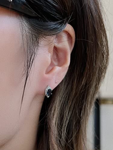 Refined Title: Michooyel S925 Sapphire CZ Eye-Shaped Stud Earrings