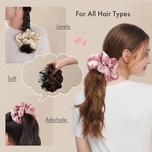 LilySilk Rosy Pink Oversized Mulberry Silk Scrunchies for Big Hair