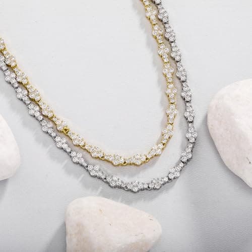 TOPGRILLZ 14K Gold Plated Dainty Tennis Chain Necklace 16-24 Inches