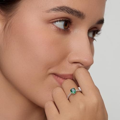 Michooyel 1.5ct Cushion Cut S925 Green Wedding Ring for Women