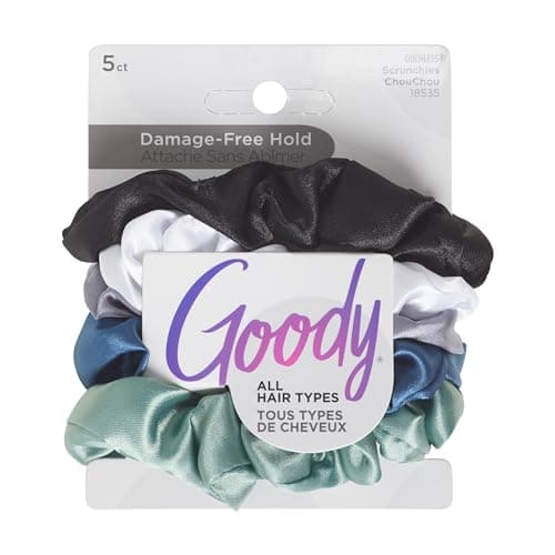GOODY Ouchless Satin Scrunchies - Damage-Free Hold, Gentle Hair Accessory
