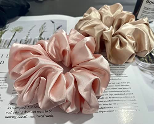 XL Satin Scrunchies for Thick Hair - Oversized Silk Hair Ties for Women Girls