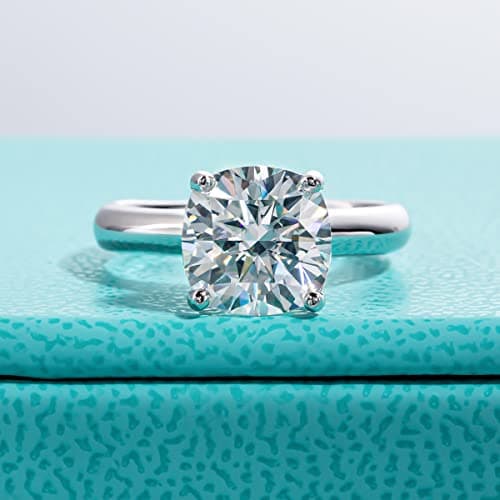 AnuClub Emerald Moissanite Engagement Ring, 925 Sterling Silver, Eternity Wedding Band