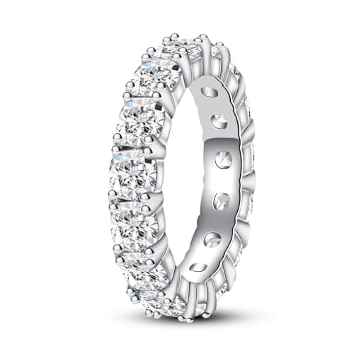Gobaalele 5A Grade Round/Cushion Cut Cubic Zirconia Eternity Ring for Women