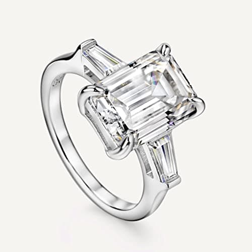 Michooyel S925 Emerald Cut Engagement Ring Necklace Set