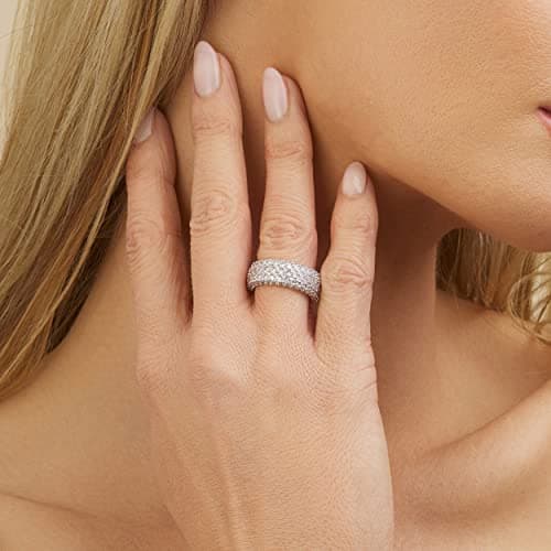 Barzel Women's 18k White/Rose Gold Plated Wide Eternity Ring