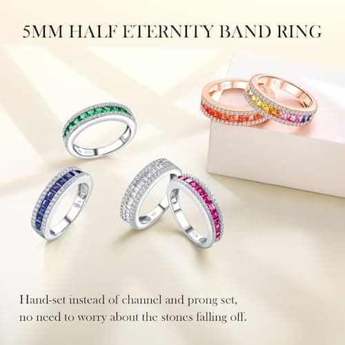 Elegant Sterling Silver Gemstone Wedding Band for Women and Men - Size 6 to 10