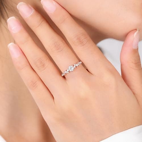 Eternal Promise Ring for Her: Round Cut Moissanite in 925 Sterling Silver