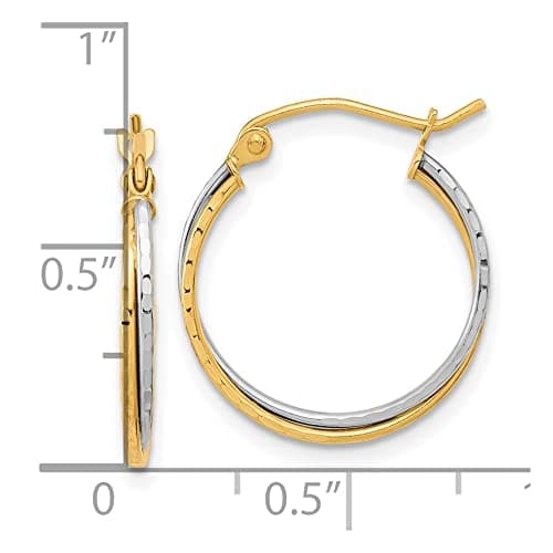 Saris and Things 10k Yellow & White Gold Twisted Diamond Hoops