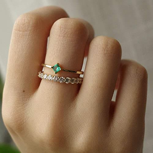 Michooyel 18K Gold Emerald Rings for Women