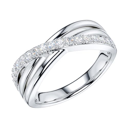 THELANDA Genuine Moissanite Round Brilliant Cut Diamond Wedding Ring for Couples