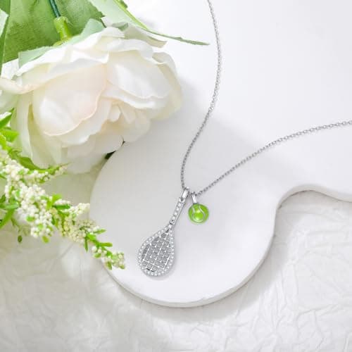 KNTTZZI Silver Tennis Necklace for Women, Graduation Gift for Tennis Lovers