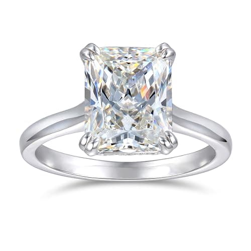 CGSRING 4 Carat Radiant Cut Moissanite Engagement Ring