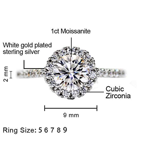 Michooyel 1.0ct Moissanite Engagement Ring with 925 Sterling Silver Wedding Bands