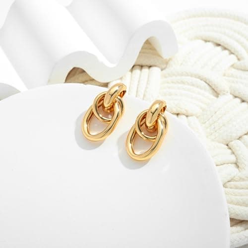 INNERDIVA Gold Circle Stud & Dangle Earrings for Women Jewelry Gift
