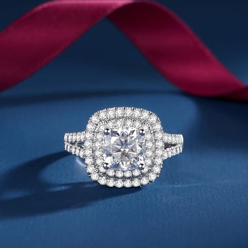Women's Moissanite Rings, 3CTTW Cushion Cut Engagement Rings