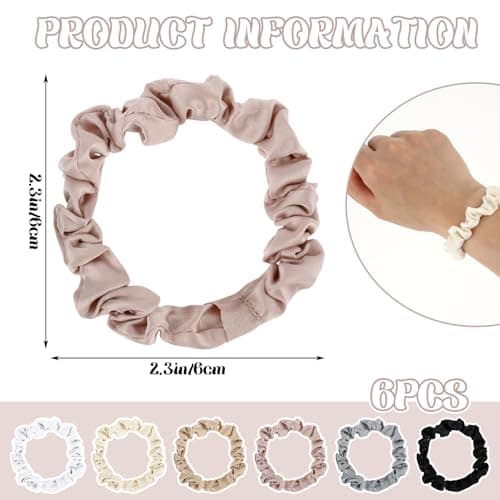 Satin & Silk Scrunchies Set - 6pcs Soft, Non-Slip for Thin/Curly Hair