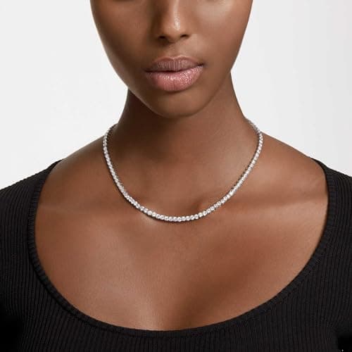 Swarovski Matrix Tennis Necklace, Round Clear Rhodium Finished