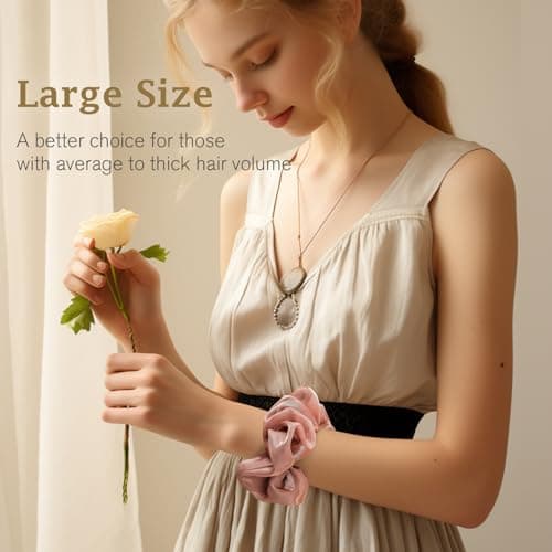 5 Pack Lolalet Big Scrunchies for Thick Hair - Fluffy Organza Elastic Hair Accessories for Women & Girls