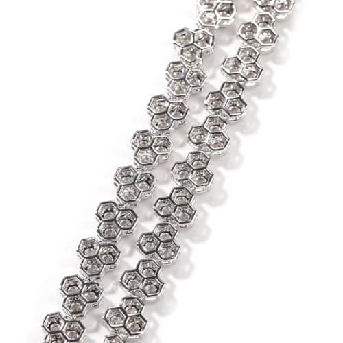 Lulu Mel Hip Hop 14K White Gold Plated 10mm Honeycomb Chain Necklace, 18-20 Inches Rapper Style