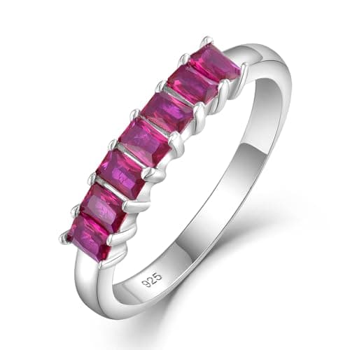 Starchenie Sterling Silver Stackable Baguette Birthstone Eternity Rings for Women