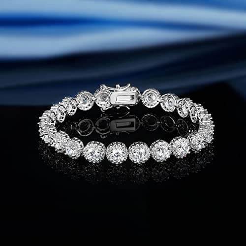Gemsme 18K Gold Plated Round CZ Tennis Bracelet for Women 6.5-8.5 inch