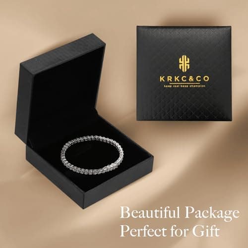 KRKC&CO 2/3/4mm Sterling Silver Tennis Bracelets, 14k Gold/White Gold Plated, Iced Out CZ