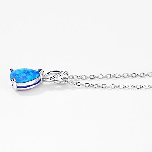 Michooyel Sterling Silver Teardrop Opal Infinity Pendant Necklace for Women