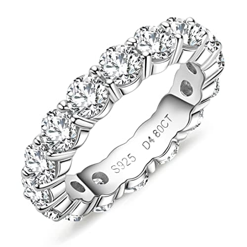 Yeesoth Women's 18K White Gold Plated Round Cut CZ Eternity Ring