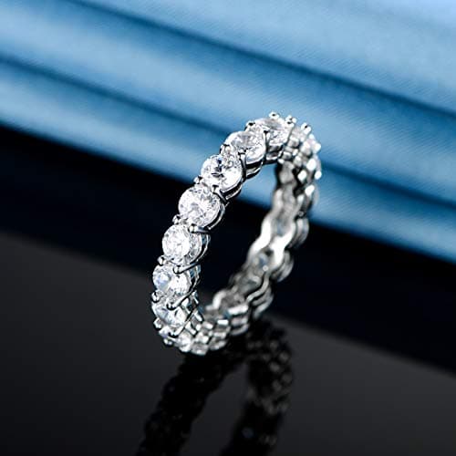 Gemsme 18K White Gold Filled CZ Eternity Ring for Women Size 5-10