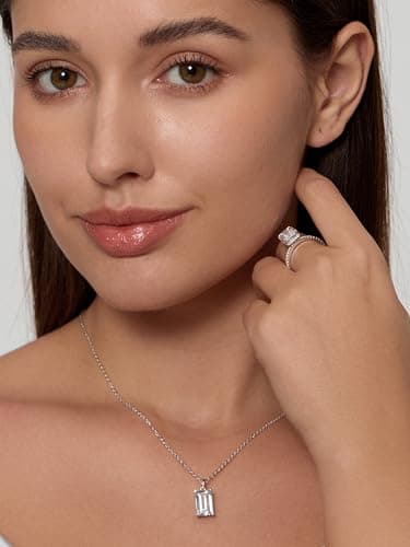 Michooyel 4.0ct Emerald Cut Women's Necklace