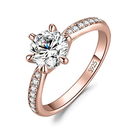Moissanite Solitaire Engagement Rings for Women, 925 Sterling Silver Promise Ring