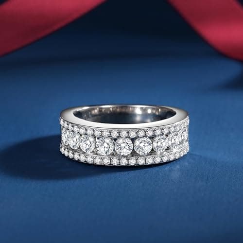 VAXOJEL D Color VVS1 Moissanite Engagement Ring 18K White Gold Plated Sterling Silver