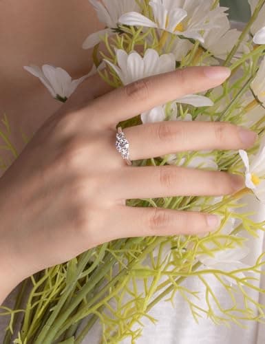 1.6 Carat 3 Stone Ladylike Moissanite Engagement Ring for Women Size 5-11