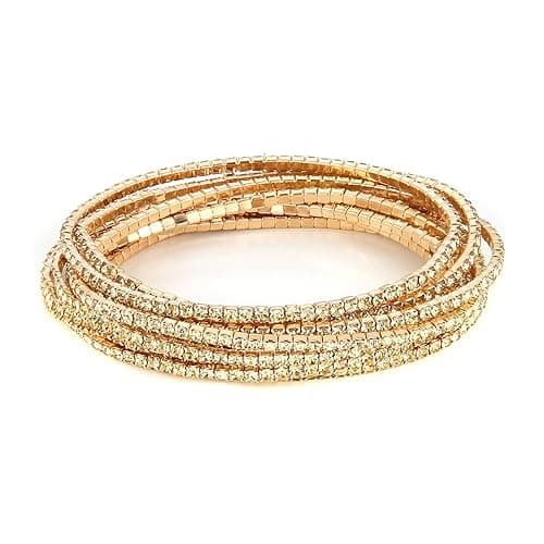 HZMAN Dainty 14K Gold Plated Stretch Bracelet Set for Women