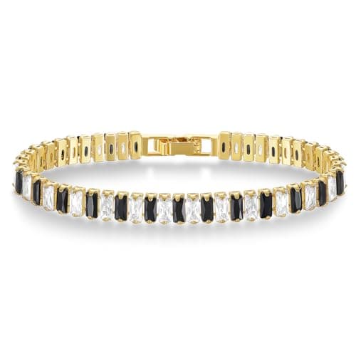 KELORIS PATH Women's 14K Gold Plated White Gold CZ Tennis Bracelet