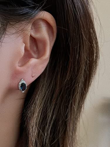Refined Title: Michooyel S925 Sapphire CZ Eye-Shaped Stud Earrings
