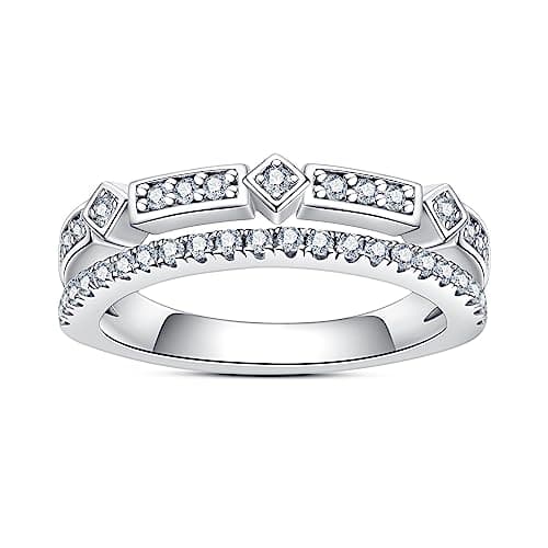 AimiIee D Color VVS1 Moissanite Eternity Ring 925 Silver Anniversary Band