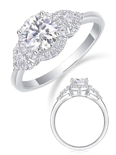 Moissanite Engagement Rings for Women Wedding Band with Hearts & Arrows Cut Lab Diamond